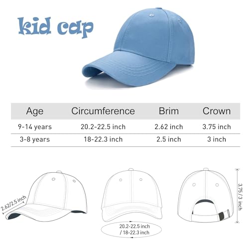 Edoneery Kids Baseball Hat, Adjustable Cotton Cap - color: Blue, style: 3-8 Years