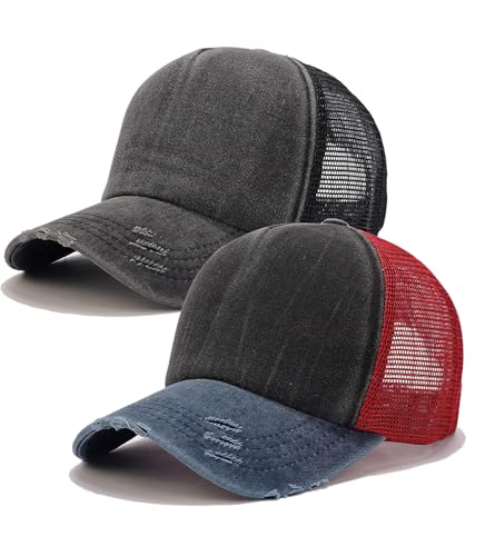 Lisianthus 2 Packs Vintage Washed Baseball Cap Unisex Mesh Dad Hat - color: Set 3