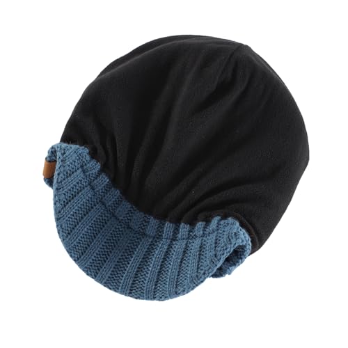 Home Prefer Men's Winter Hat Thick Knit Beanie Cap with Visor Newsboy Beanie Hat - color: Airforce Blue