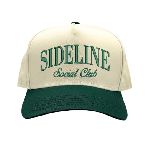 Sideline Social Club Two Tone Baseball Hat Unisex Baseball Cap for Streetwear, Tailgates, Rodeos & Festival Fashion - color: Natural Forest Green