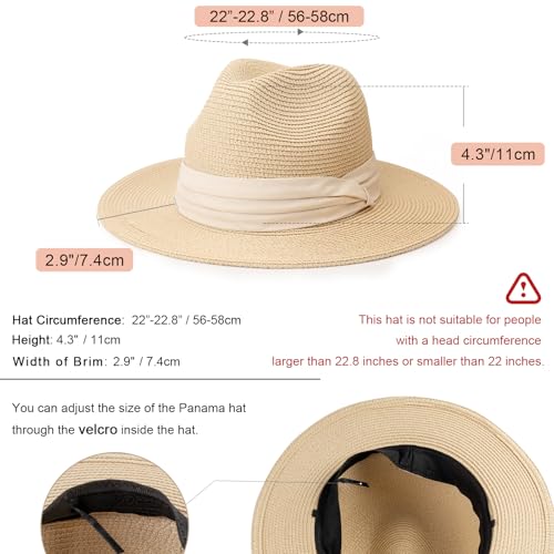 AQOKKA Summer Straw Fedora Hat for Women Men Travel Panama Hat with Wide Brim Roll Up Sun Hat for Beach Outdoor UPF 50+ - color: 1 Pack: Beige （beige）a