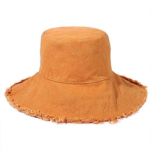 Bucket Hats for Women Wide Brim Summer Travel Packable Cotton Bucket Beach Sun Hat UPF 50+ - color: Khaki