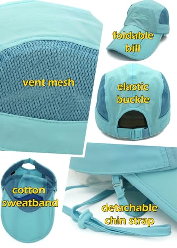 Full Coverage Removable UPF 50+ Sun Hat, Breathable Quick Dry Running Cap - color: Sky Nature, size: Small