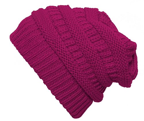 Gravity Threads Knit Soft Stretch Beanie Cap - color: Hot Pink
