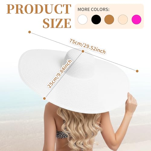 Barelove Sun Straw Hat Wide Brim Shape Hat with UPF 80+, Packable Foldable Floppy Summer Beach Hat for Women Men - color: White