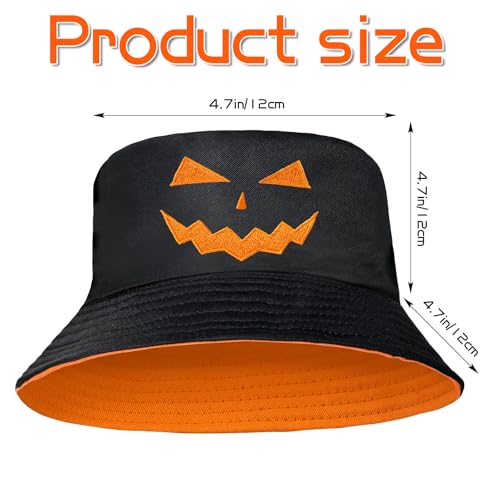 Halloween Bucket Hat for Women Men Unisex Pumpkin Hat Reversible Sun Cap Outdoor Fisherman Hat