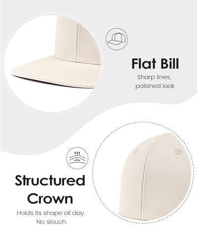 Zylioo XL 2XL Snapback Hat, Large Flat Bill Baseball Cap for Men Women - color: Beige, size: Large