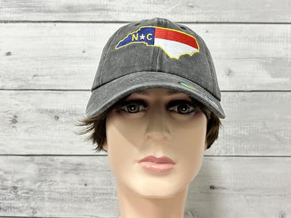 America State City Flag Hats - color: North Carolina Flag (Washed Black)