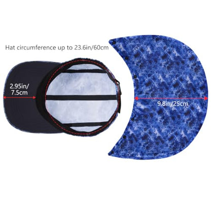 BASSDASH UPF 50+ Fishing Hat, Baseball Cap with Removable Neck Flap - color: Blue Camo With Unfoldable Brim