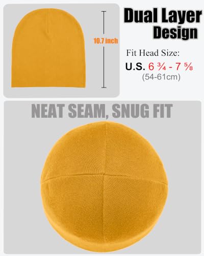 ROYBENS Thin 100% Cotton Beanie for Men Women Lightweight Slouchy Chemo Hat - color: 1pcs- Yellow