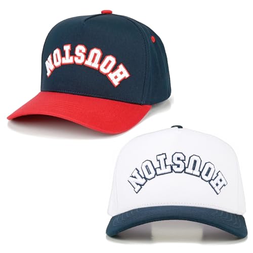 Premium Embroidered Hat | Houston Upside Down Hat - color: Navy/White