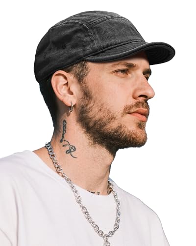 Clakllie Cotton 5 Panel Hats Hip Hop Short Brim Hats for Women Men Soft Golf Dad Hats Low Profile Trucker Cap with Adjustable - color: Cdus-bsad2514-black