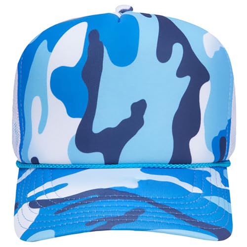 Ashen Fane Polyester Foam Front 5 Panel High Crown Mesh Back Trucker Hat - color: Blue Urban Camo