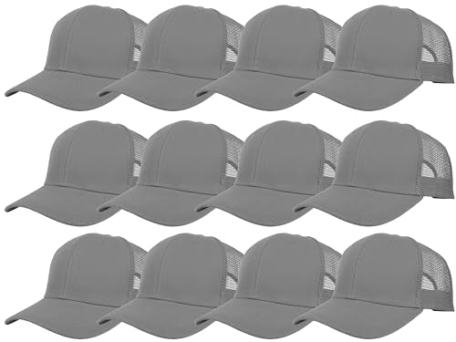 Gelante Mesh Trucker Hat Baseball Cap Structured Front Panel Wholesale LOT 12 Pack - color: Light Gray