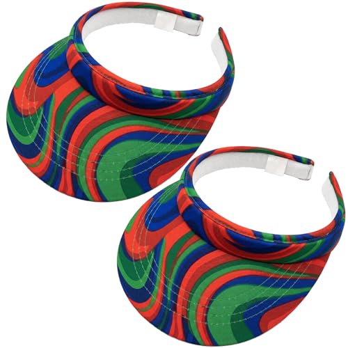 2 Pack Visor Women Men Sun Hat Clip On Visors Adjustable Sport Wide Brim Cap - color: 2pack Multicolor