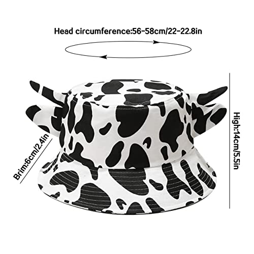 XYIYI Cute Bucket Hat Beach Fisherman Hats for Women Men Teen Girls - color: Cow Ears
