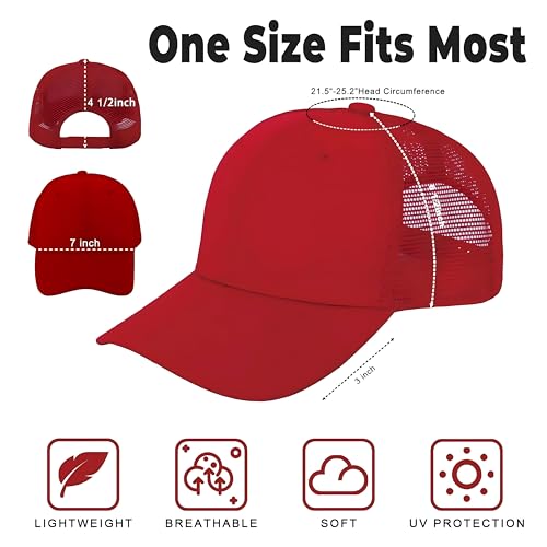 ZH 12 Pack Mesh Trucker Hats, Bulk Baseball Caps for Men and Women, Trucker Cap Wholesale - color: Red