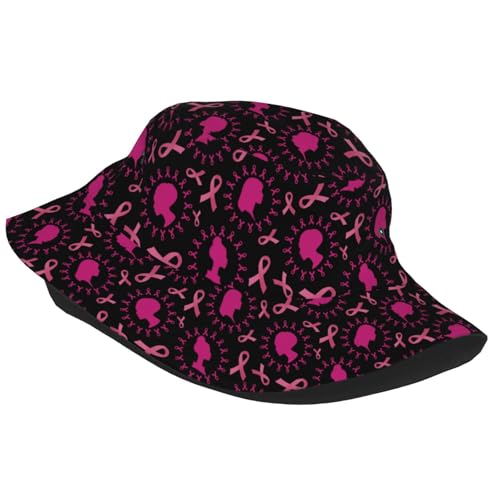 Bucket Hat for Men Women Packable Sun Hats Fisherman Outdoor Summer Travel Hiking Beach Caps - color: Breast Cancer