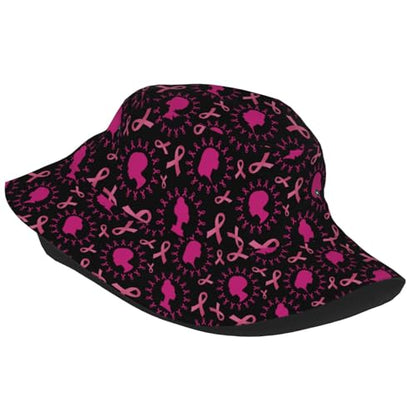 Bucket Hat for Men Women Packable Sun Hats Fisherman Outdoor Summer Travel Hiking Beach Caps - color: Breast Cancer