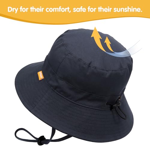 WILLPORT Kids Sun Hat,Adjustable Cotton Toddler Bucket Hat,0-6Y - color: Navy, size: 0-24 Months