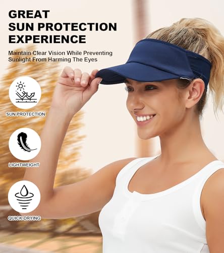Sun Visor Hats Lightweight Stretchy for Running Tennis Golf - color: Navy