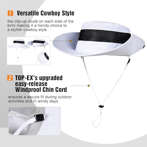 TOP-EX Oversized Waterproof Sun Hat for Big Heads with Wide Brim & Mesh - color: White-mesh, size: Large-X-Large