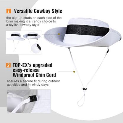 TOP-EX Oversized Waterproof Sun Hat for Big Heads with Wide Brim & Mesh - color: White-mesh, size: Large-X-Large