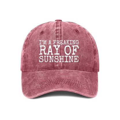 I’M A Freaking RAY of Sunshine Hat for Men Baseball CapCool Hat - color: Wine Red 0