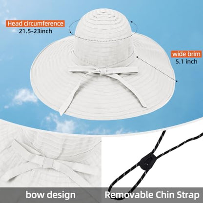 Sun Hat for Men Women UV Protection Wide Brim Fishing Hats Breathable UPF 50+ Boonie Bucket Hats Beach Safari Hiking Garden - color: White