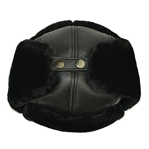 Trapper Trooper Leather Hat Windproof Warm Ear Flaps Skiing Hat - size: Large