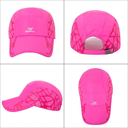 Running Hat Mesh Quick Dry Hat Baseball Cap for Women Men - color: Rose Red