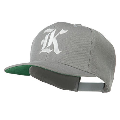 Old English K Embroidered Flat Bill Cap - color: Silver