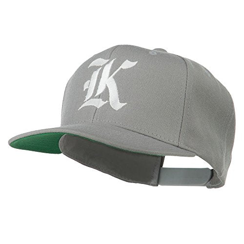 Old English K Embroidered Flat Bill Cap - color: Silver