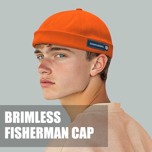 CLAPE Watch Cap Work Beanie Corduroy Docker Leon Brimless Hat Rolled Cuff Harbour Hat - color: Ct18-orange