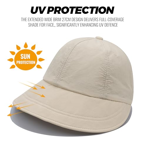 CLAPE Wide Brim Visor Hat Golf Visor Cap Packable Beach Hat Sun Protection Hat for Beach Garden Tennis Running Sunshade Hat - color: C-dwh01-beige