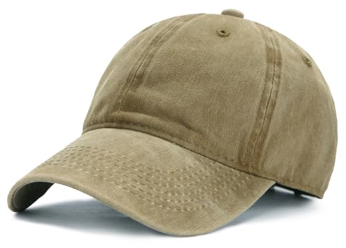 Edoneery Baseball Cap for Men and Women, Low Profile Washed Cotton Dad Hat - color: Khaki