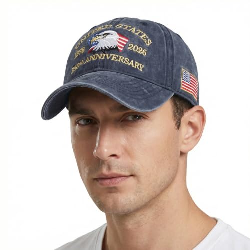 USA 250th Anniversary Baseball Cap Patriotic Embroidered American Hat - color: 1-navy