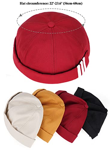 Glamorstar Dome Brimless Hats for Women Men Sailor Docker Beanie Cap Hip Hop Hats - color: Red