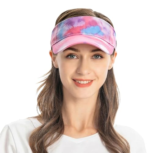 ZLYC Print Sports Sun Visors for Women Girls - color: Tie Dyed Pink