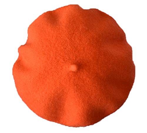 Kids Girls Boys Solid Color Classic French Style Beret Beanie Hat - color: Orange