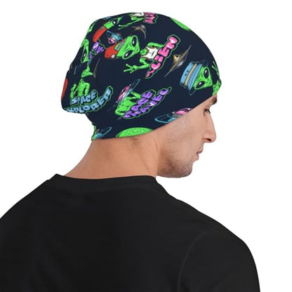 Beanie Hat for Men Women Slouchy Beanie Skull Sleep Cap Soft Lightweight Chemo Hat Stretch Cancer Headwear - color: Alien