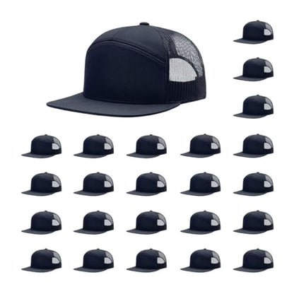 Richardson 168 Hi-Pro 7 Panel Adjustable Snapback Trucker Mesh Back Cap - color: Navy