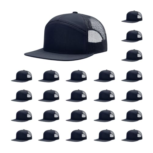 Richardson 168 Hi-Pro 7 Panel Adjustable Snapback Trucker Mesh Back Cap - color: Navy