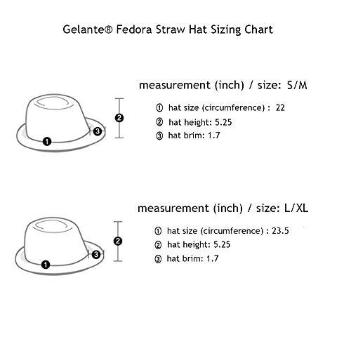 Gelante Summer Fedora Panama Straw Hats with Black Band - color: Beige, size: Large-X-Large