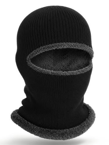 Blulu Ski Knitted Mask for Men,1 Hole - color: Black, size: Large