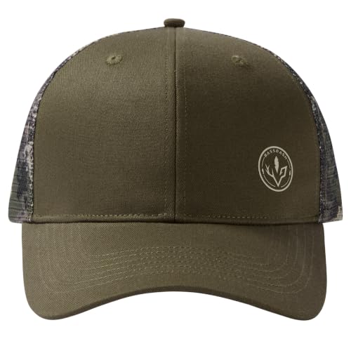 BASSDASH Printed Mesh Trucker Hat for Men Women Adjustable Baseball Cap Fishing Camping Outdoors Sporting Hat with Snap FH20 - color: Army Green/Grunge Camo, style: Big Head