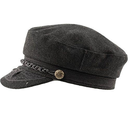 EPOCH Men's Greek Fisherman Sailor Fiddler Winter Wool Driver Hat Flat Cap - color: A Charcoal, size: Small-Medium