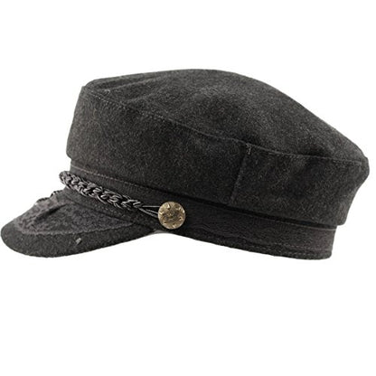 EPOCH Men's Greek Fisherman Sailor Fiddler Winter Wool Driver Hat Flat Cap - color: A Charcoal, size: Small-Medium