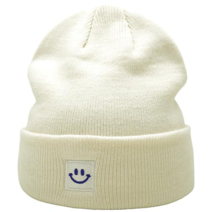 55cube Unisex Winter Beanie Hats Warm Thick Knit Cuffed Skullcaps - color: Cloud Dancer