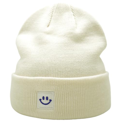 55cube Unisex Winter Beanie Hats Warm Thick Knit Cuffed Skullcaps - color: Cloud Dancer
